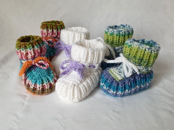 Strickanleitung Baby-Schuhe, Booties ohne Nadelspiel, ca. 10 cm  #308