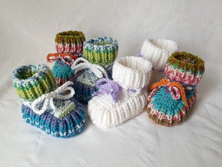 Strickanleitung Baby-Schuhe, Booties ohne Nadelspiel, ca. 10 cm  #308