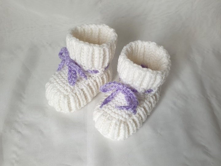Strickanleitung Baby-Schuhe, Booties ohne Nadelspiel, ca. 10 cm  #308
