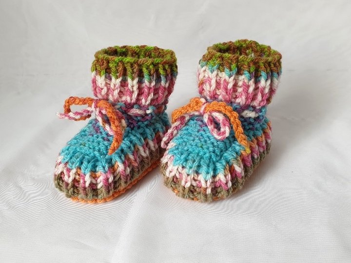 Strickanleitung Baby-Schuhe, Booties ohne Nadelspiel, ca. 10 cm  #308