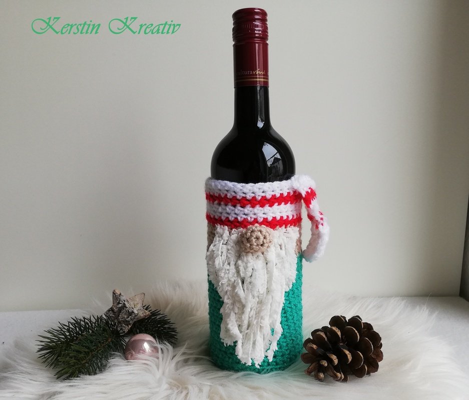 Häkelanleitung Flaschentasche Wichtel