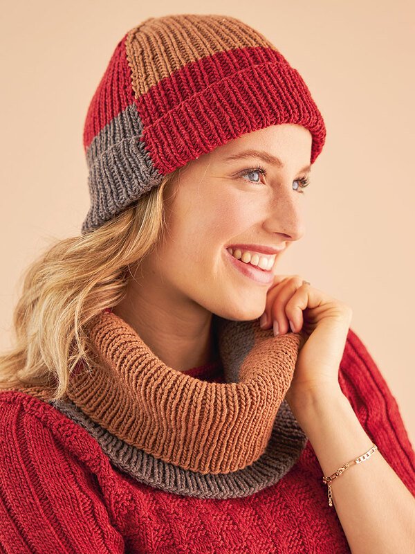 KURZARMPULLI KARO-LOOK + Mütze + Loop - Bild 2