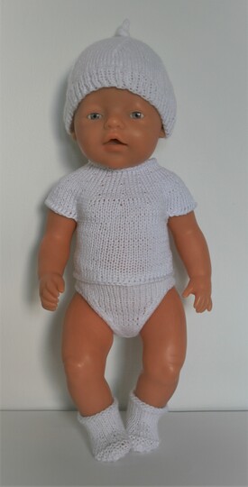 4-tlg. Basis-Kleidungs-Set für 42-44cm Babypuppen / Strickanleitung
