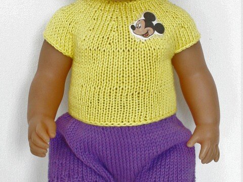 4-tlg.Kleidungs-Set für 42-44cm Babypuppen / Strickanleitung