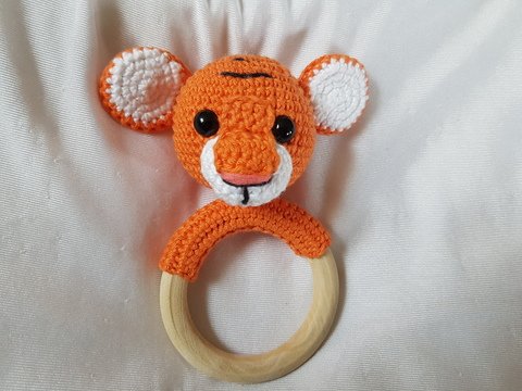 Tiger-greifring mit rassel Häkelanleitung