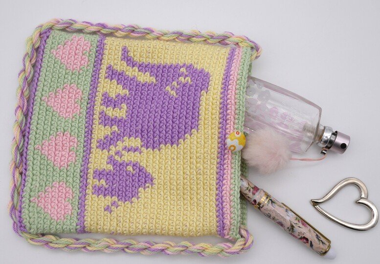 Häkelanleitung Täschchen mit Elefanten und Herzen