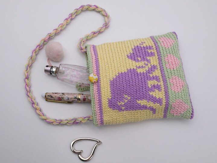 Häkelanleitung Täschchen mit Elefanten und Herzen