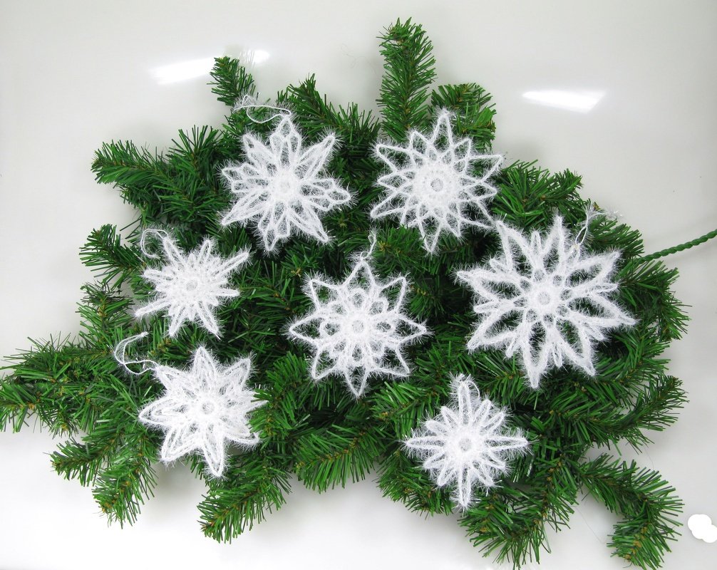 Häkelanleitung 7 Schneeflocken Häkelsterne Christbaumschmuck - Bild 7