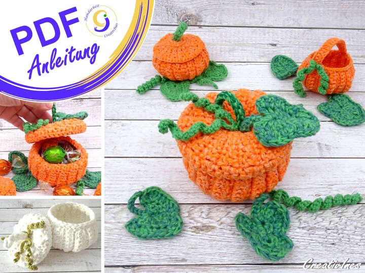 Kürbis-Körbchen, herbstliche Tischdeko - Anleitung für mehrere Variationen