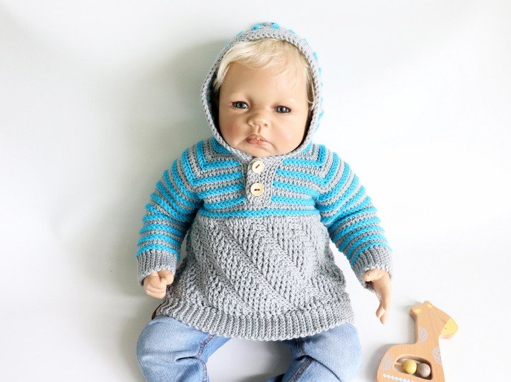 Baby & children's jumper "Leon" (sizes 0 m.-5 y., two or one colour)