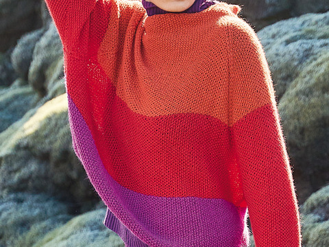 Dreifarbiger Streifenpulli in Leuchtfarben
