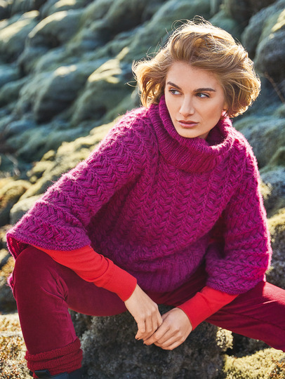 Quergestrickter Hebemaschenpulli