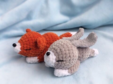 Hase und Fuchs Amigurumi Kuscheltier Häkeln Garn Spielzeug Tier