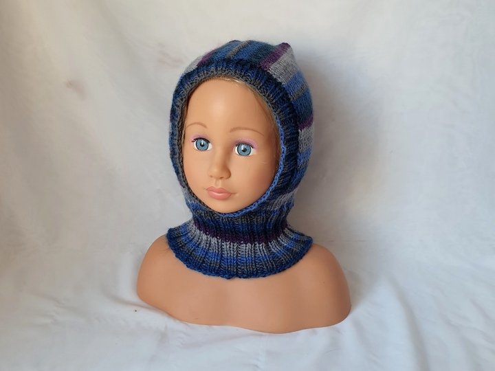 Strickanleitung Schlupfmütze, Schalmütze mit Bommel, ca.  1 - 2 Jahre  #309