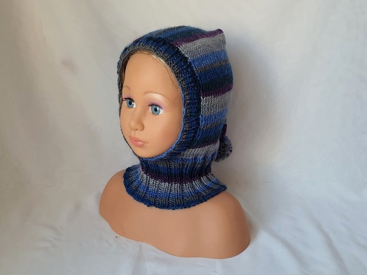 Strickanleitung Schlupfmütze, Schalmütze mit Bommel, ca.  1 - 2 Jahre  #309