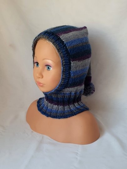 Strickanleitung Schlupfmütze, Schalmütze mit Bommel, ca.  1 - 2 Jahre  #309