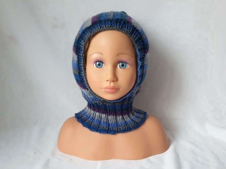 Strickanleitung Schlupfmütze, Schalmütze mit Bommel, ca.  1 - 2 Jahre  #309