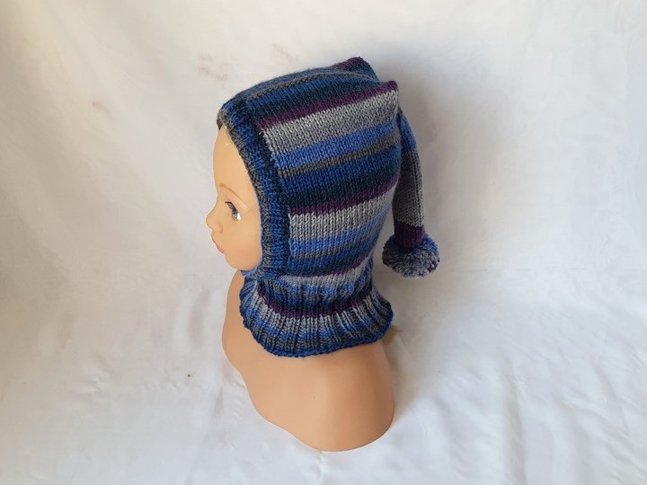 Strickanleitung Schlupfmütze, Schalmütze mit Bommel, ca.  1 - 2 Jahre  #309