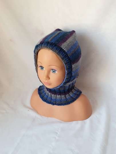 Strickanleitung Schlupfmütze, Schalmütze mit Bommel, ca.  1 - 2 Jahre  #309