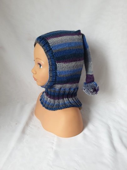 Strickanleitung Schlupfmütze, Schalmütze mit Bommel, ca.  1 - 2 Jahre  #309