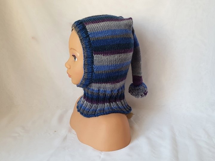 Strickanleitung Schlupfmütze, Schalmütze mit Bommel, ca.  1 - 2 Jahre  #309