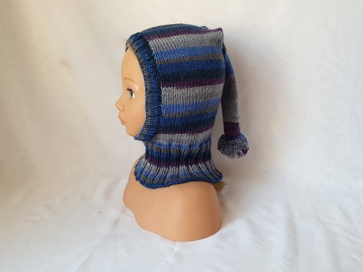 Strickanleitung Schlupfmütze, Schalmütze mit Bommel, ca.  1 - 2 Jahre  #309