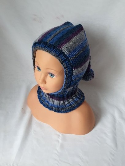 Strickanleitung Schlupfmütze, Schalmütze mit Bommel, ca.  1 - 2 Jahre  #309