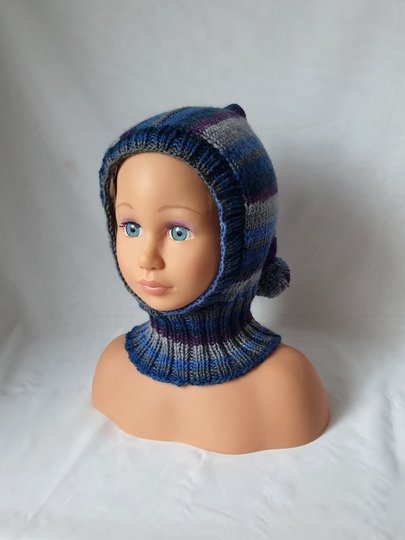 Strickanleitung Schlupfmütze, Schalmütze mit Bommel, ca.  1 - 2 Jahre  #309