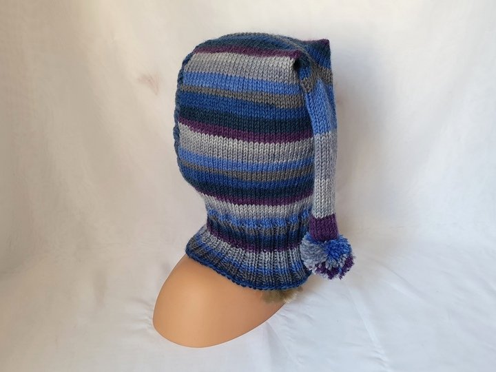 Strickanleitung Schlupfmütze, Schalmütze mit Bommel, ca.  1 - 2 Jahre  #309