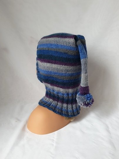 Strickanleitung Schlupfmütze, Schalmütze mit Bommel, ca.  1 - 2 Jahre  #309