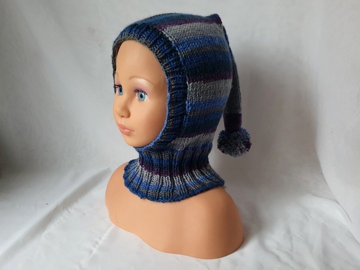 Strickanleitung Schlupfmütze, Schalmütze mit Bommel, ca.  1 - 2 Jahre  #309