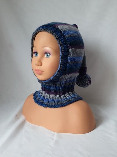 Strickanleitung Schlupfmütze, Schalmütze mit Bommel, ca.  1 - 2 Jahre  #309