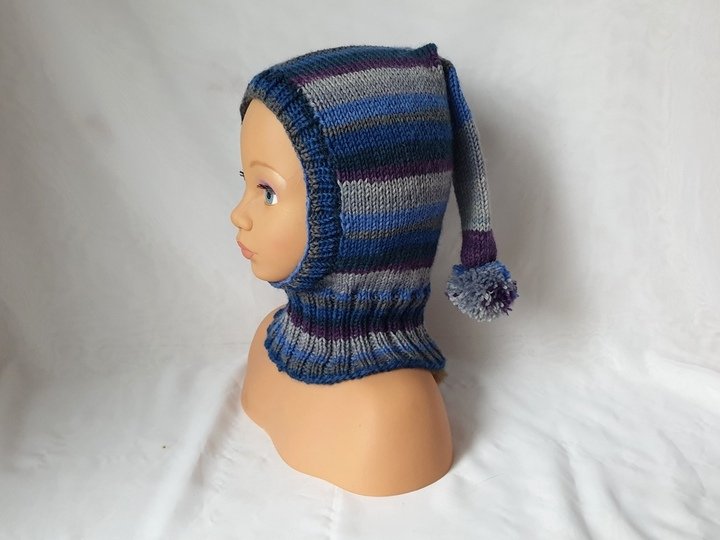 Strickanleitung Schlupfmütze, Schalmütze mit Bommel, ca.  1 - 2 Jahre  #309