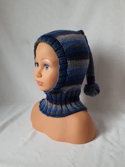 Strickanleitung Schlupfmütze, Schalmütze mit Bommel, ca.  1 - 2 Jahre  #309