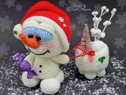 Häkelanleitung Schneemann auf Achse