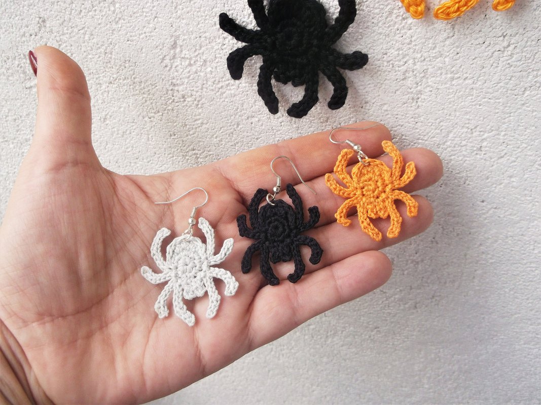 Spider and web earrings