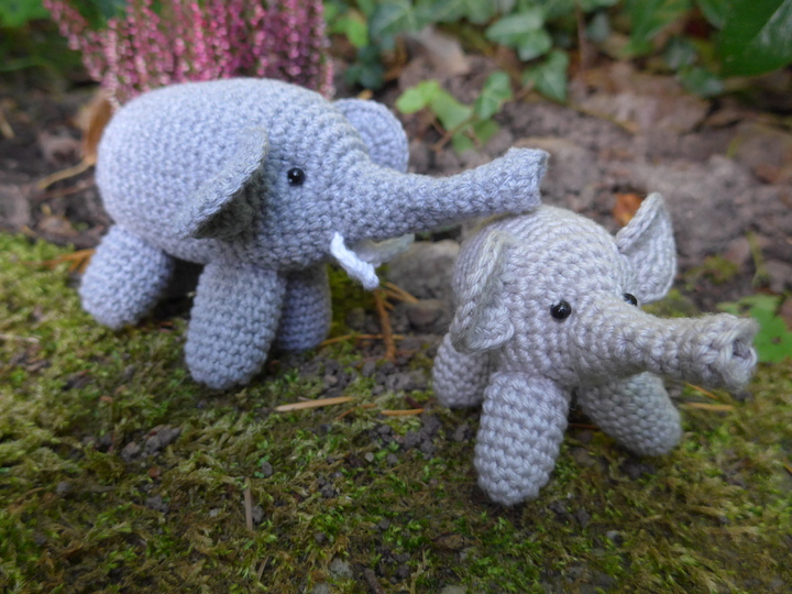 Elefanten häkeln, Anleitung in verschiedenen Größen