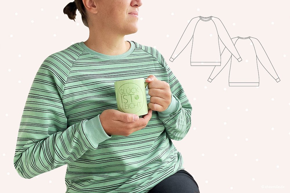 Pullover "Rieke Raglan" (Nähanleitung &amp; Schnittmuster, Größe 32 bis 54)