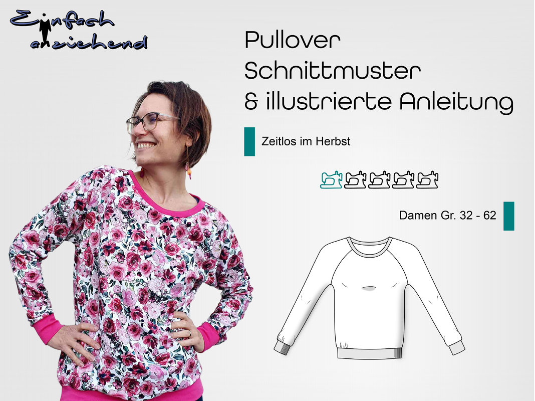 Schnittmuster Pullover Zeitlos im Herbst Gr. 32 - 62