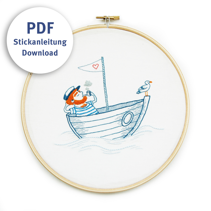 Embroidery Art Tutorial Seaman with Boat