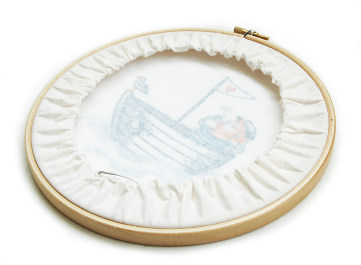 Stickvorlage Anleitung Seemann im Boot