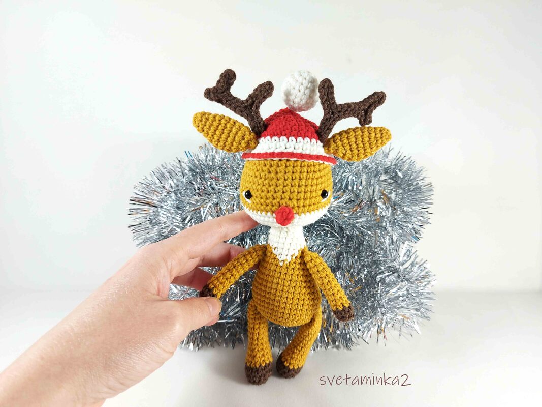Reindeer Crochet Pattern Christmas Amigurumi Rudolf the Red Nosed Deer - Image 3