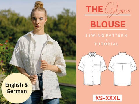 Schnittmuster Bluse, Damen, Oversized XS-XXXL, Einfach mit Video-Anleitung