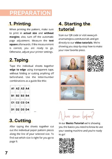 Sewing pattern T-shirt, short sleeves, XS-XXXL, easy with video tutorial