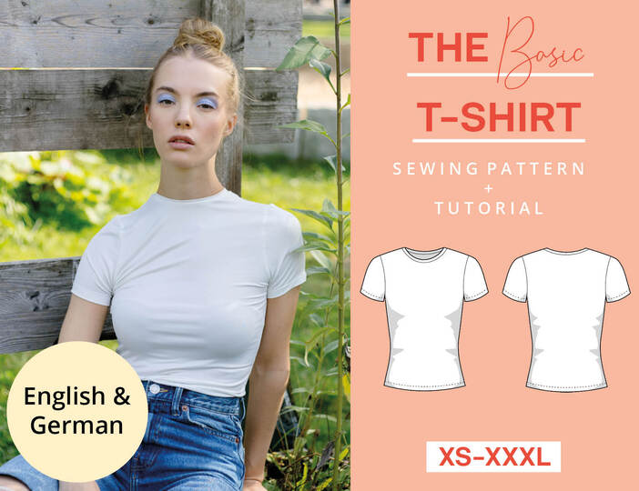 Sewing pattern T-shirt, short sleeves, XS-XXXL, easy with video tutorial