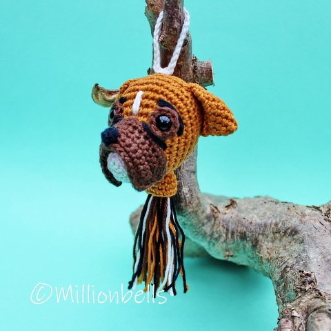 Keychain Boxer Dog Crochet Pattern Puppy Animal Bag Charm Christmas - Image 2
