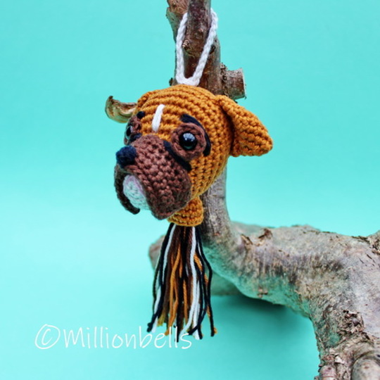 Keychain Boxer Dog Crochet Pattern Puppy Animal Bag Charm Christmas