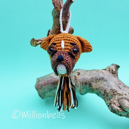 Keychain Boxer Dog Crochet Pattern Puppy Animal Bag Charm Christmas