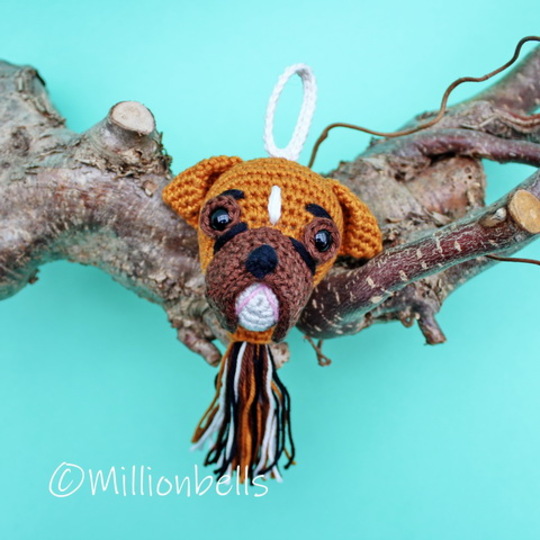 Keychain Boxer Dog Crochet Pattern Puppy Animal Bag Charm Christmas