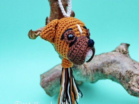 Schlüsselanhänger Boxer Häkelanleitung Hund Taschenbaumler Anhänger